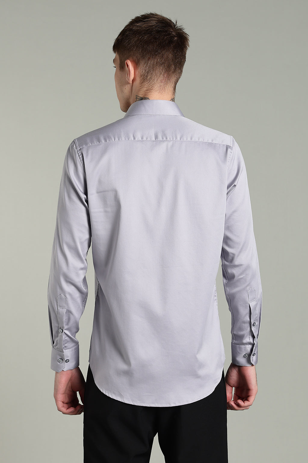 Wrinkle Free Steel Grey Cotton Shirt