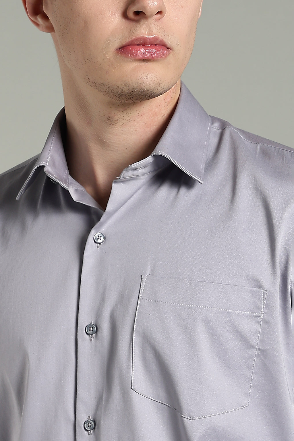 Wrinkle Free Steel Grey Cotton Shirt
