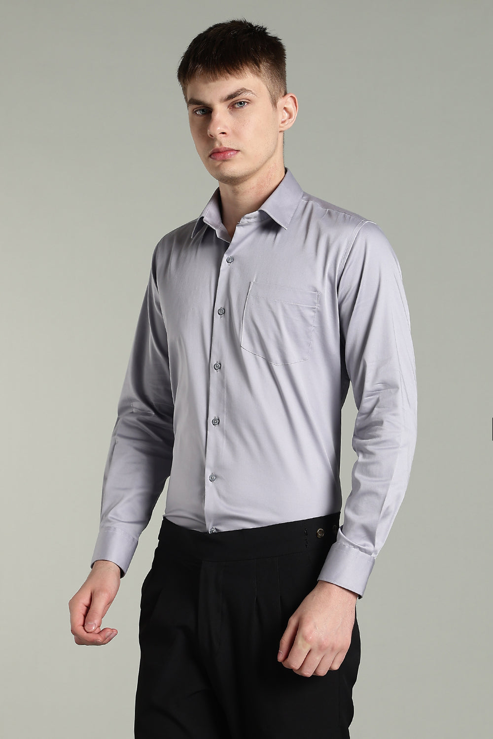 Wrinkle Free Cloud Grey Cotton Shirt