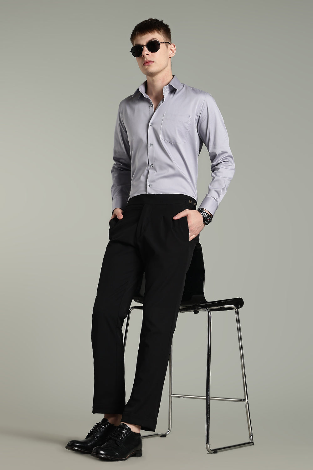 Wrinkle Free Cloud Grey Cotton Shirt