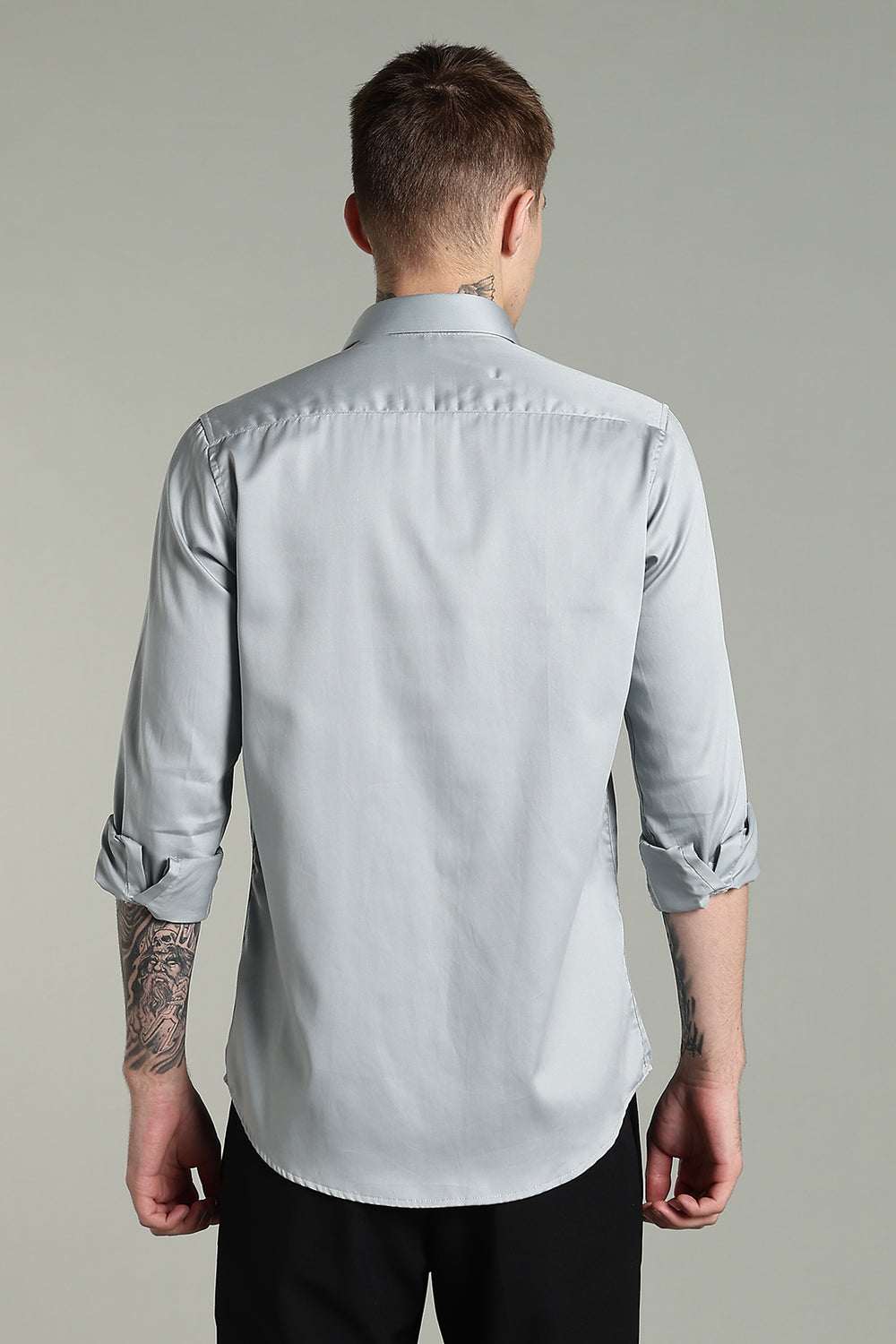 Wrinkle Free Titanium Grey Solid Cotton Shirt