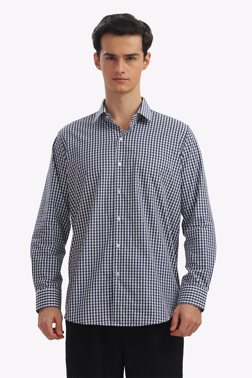 Navy Blue Checks Formal Shirt