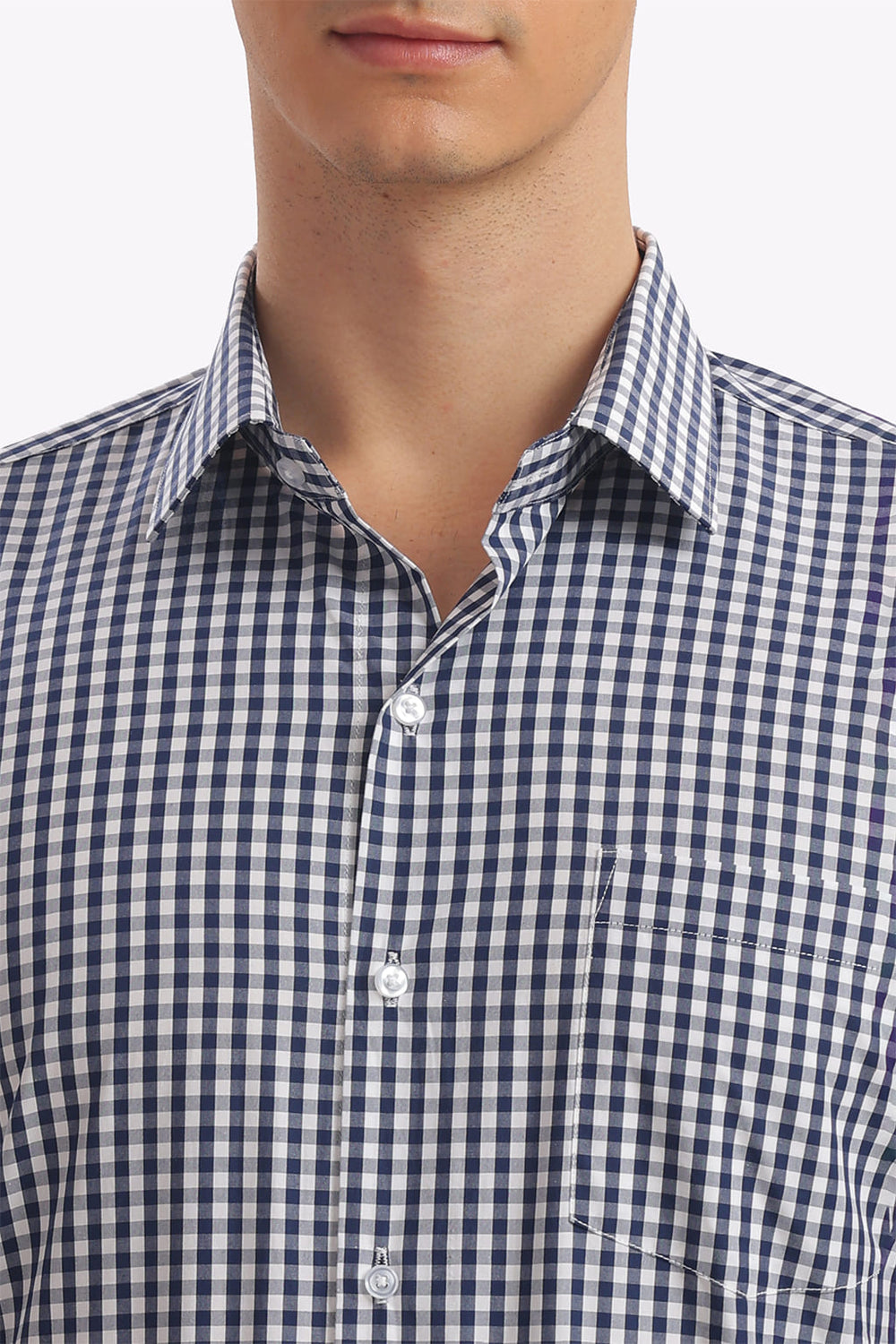 Navy Blue Checks Formal Shirt