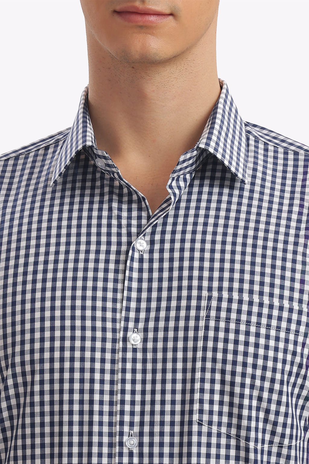 Navy Blue Checks Formal Shirt