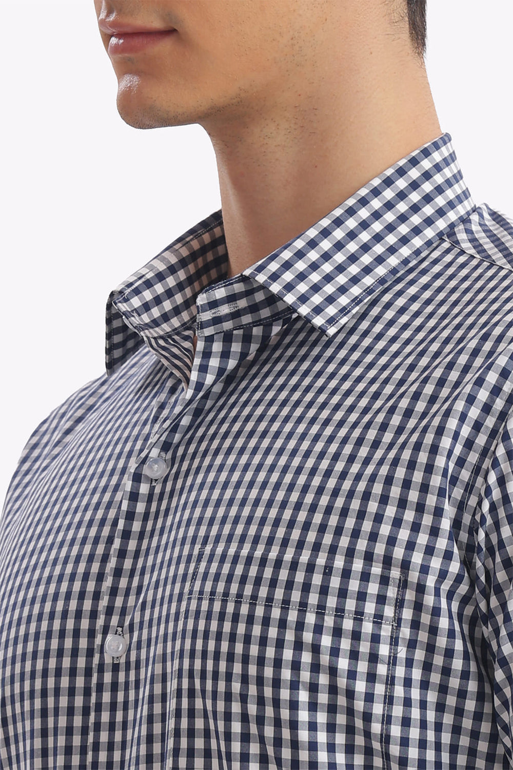 Navy Blue Checks Formal Shirt