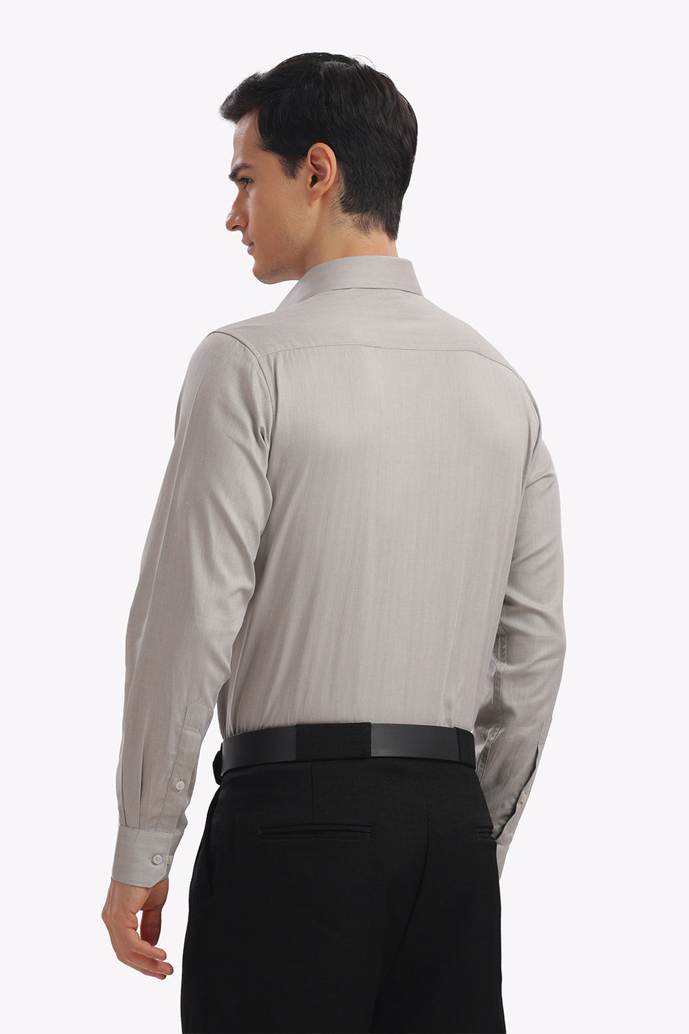 Self Strips Greige Formal Cotton Shirt