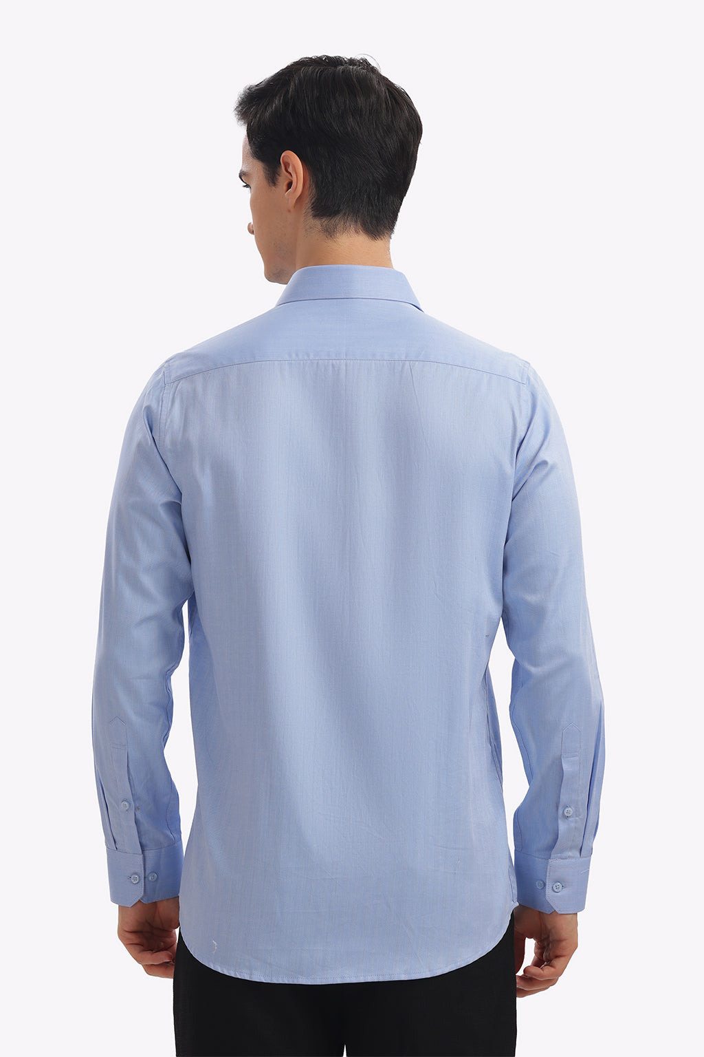 Self Strips Sky Blue Formal Cotton Shirt