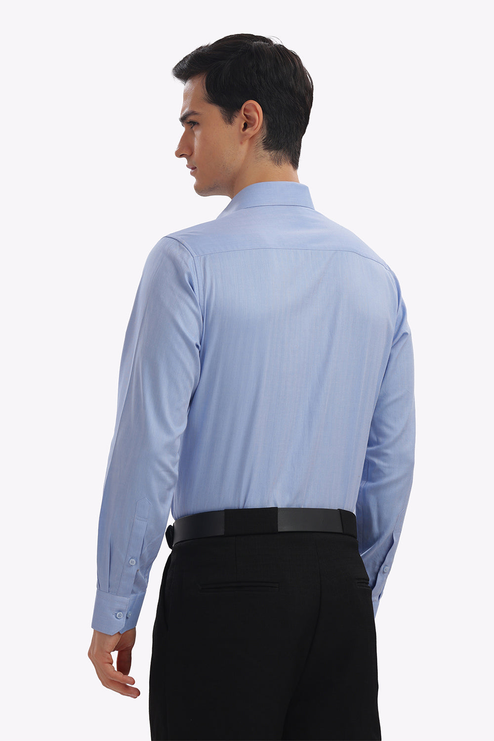 Self Strips Sky Blue Formal Cotton Shirt