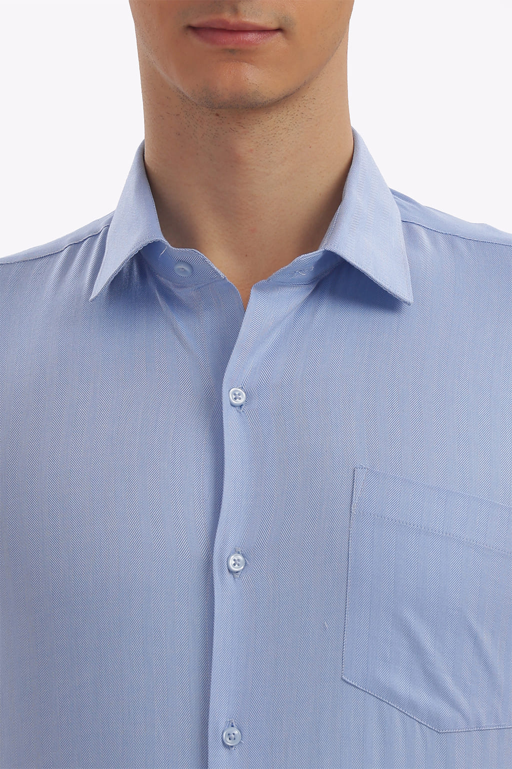 Self Strips Sky Blue Formal Cotton Shirt