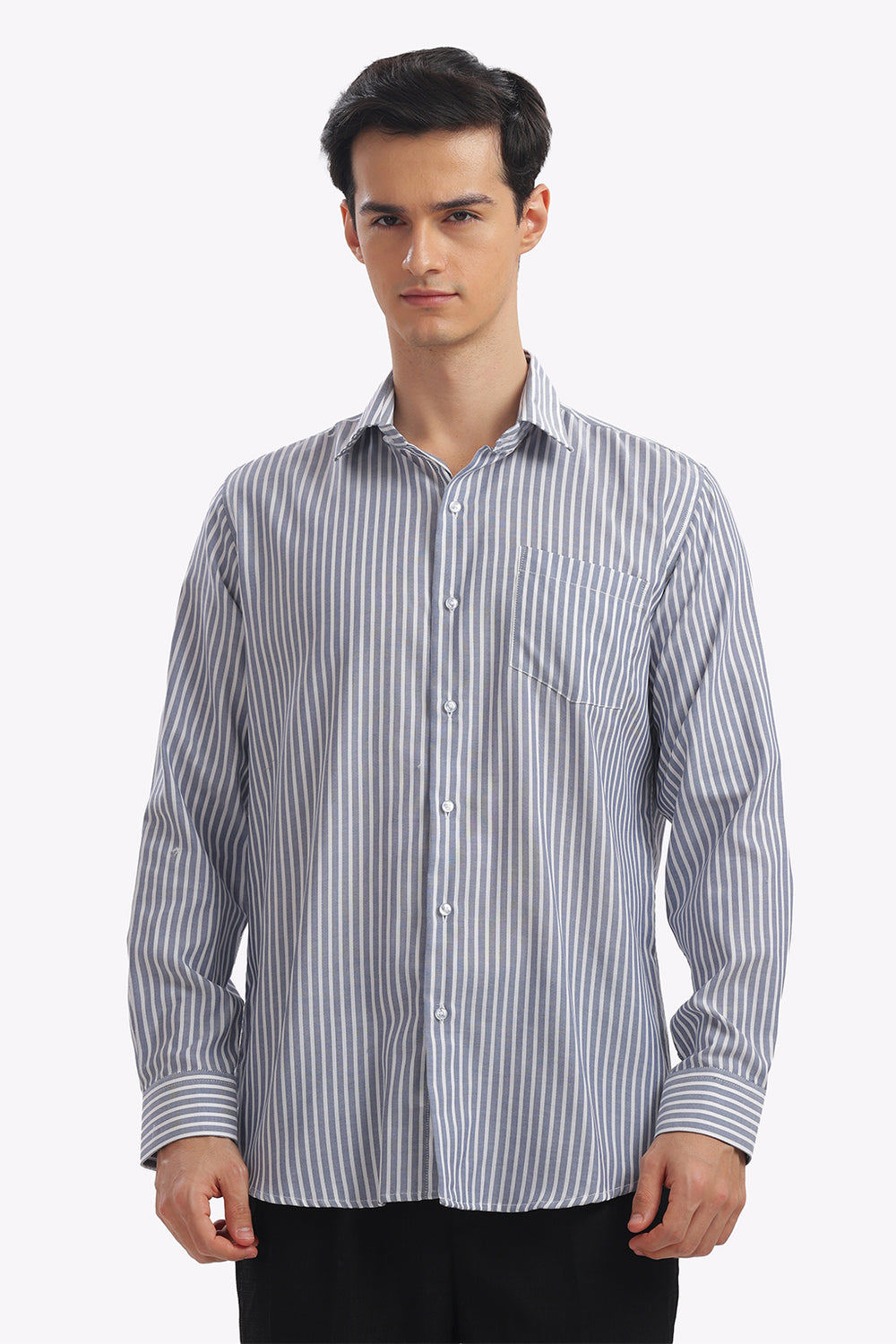 Blue Striped Formal Cotton Shirt