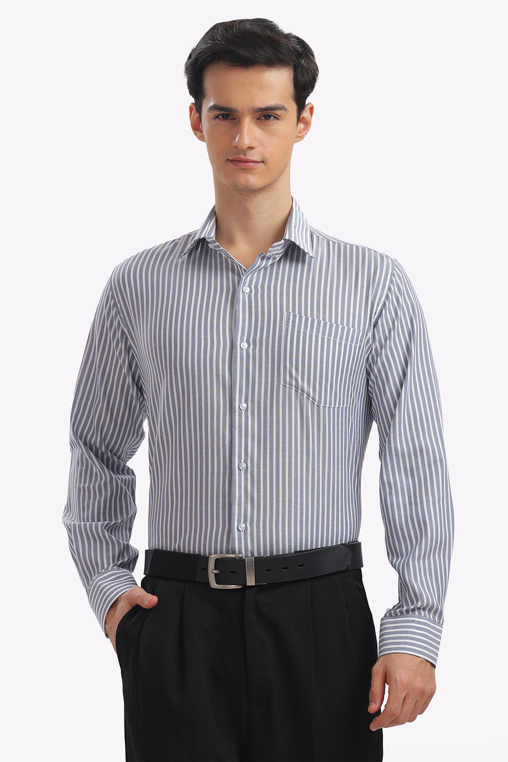 Blue Striped Formal Cotton Shirt