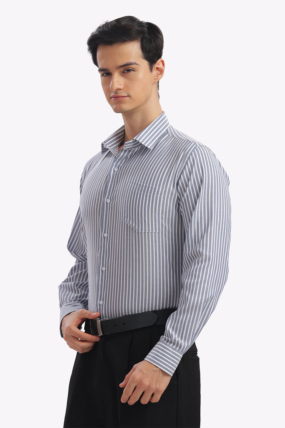 Blue Striped Formal Cotton Shirt