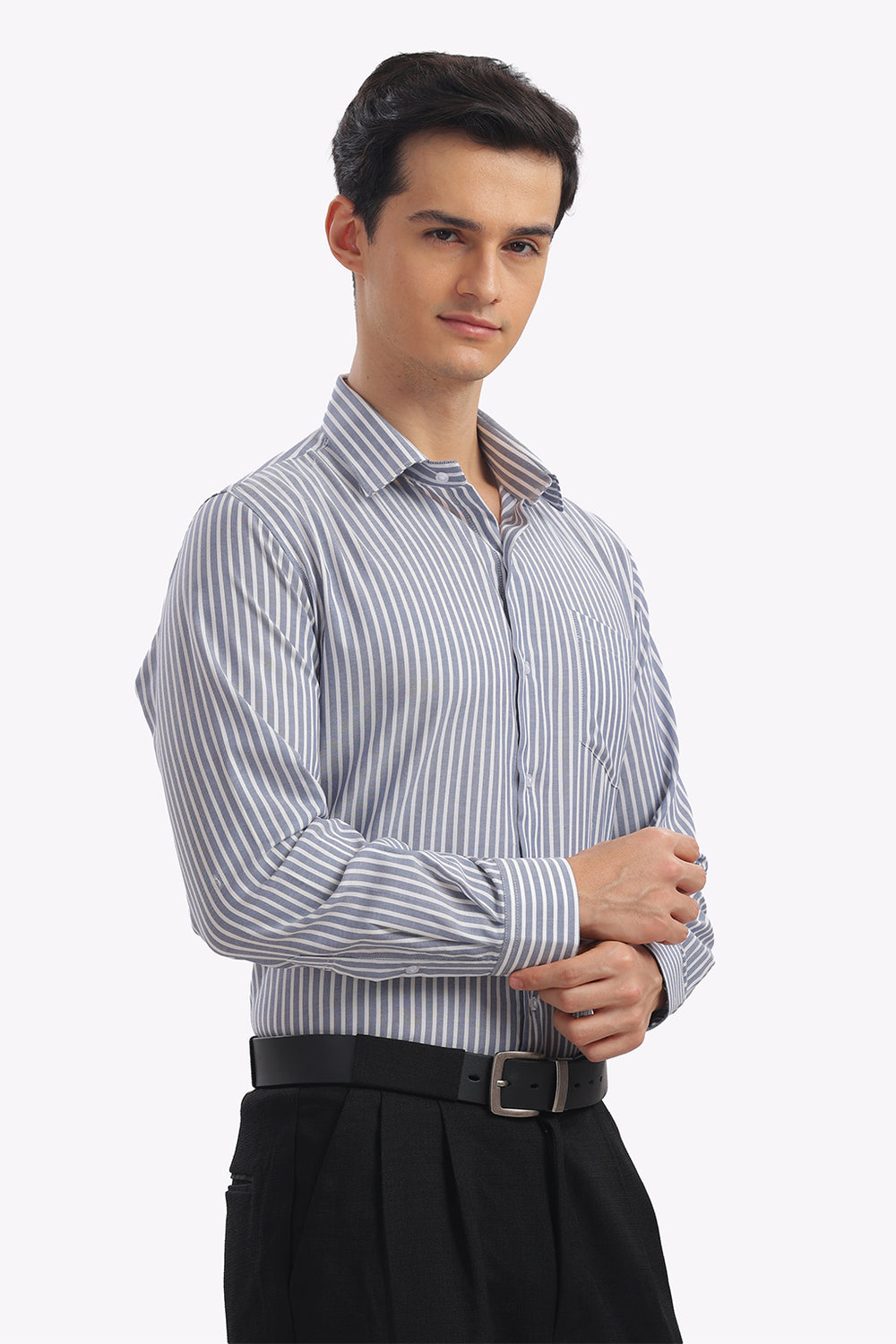 Blue Striped Formal Cotton Shirt