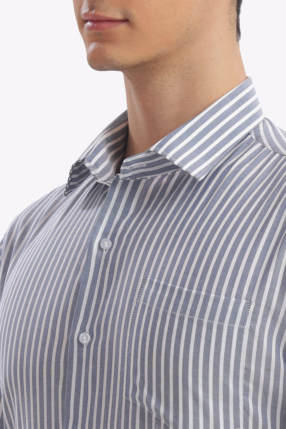 Blue Striped Formal Cotton Shirt