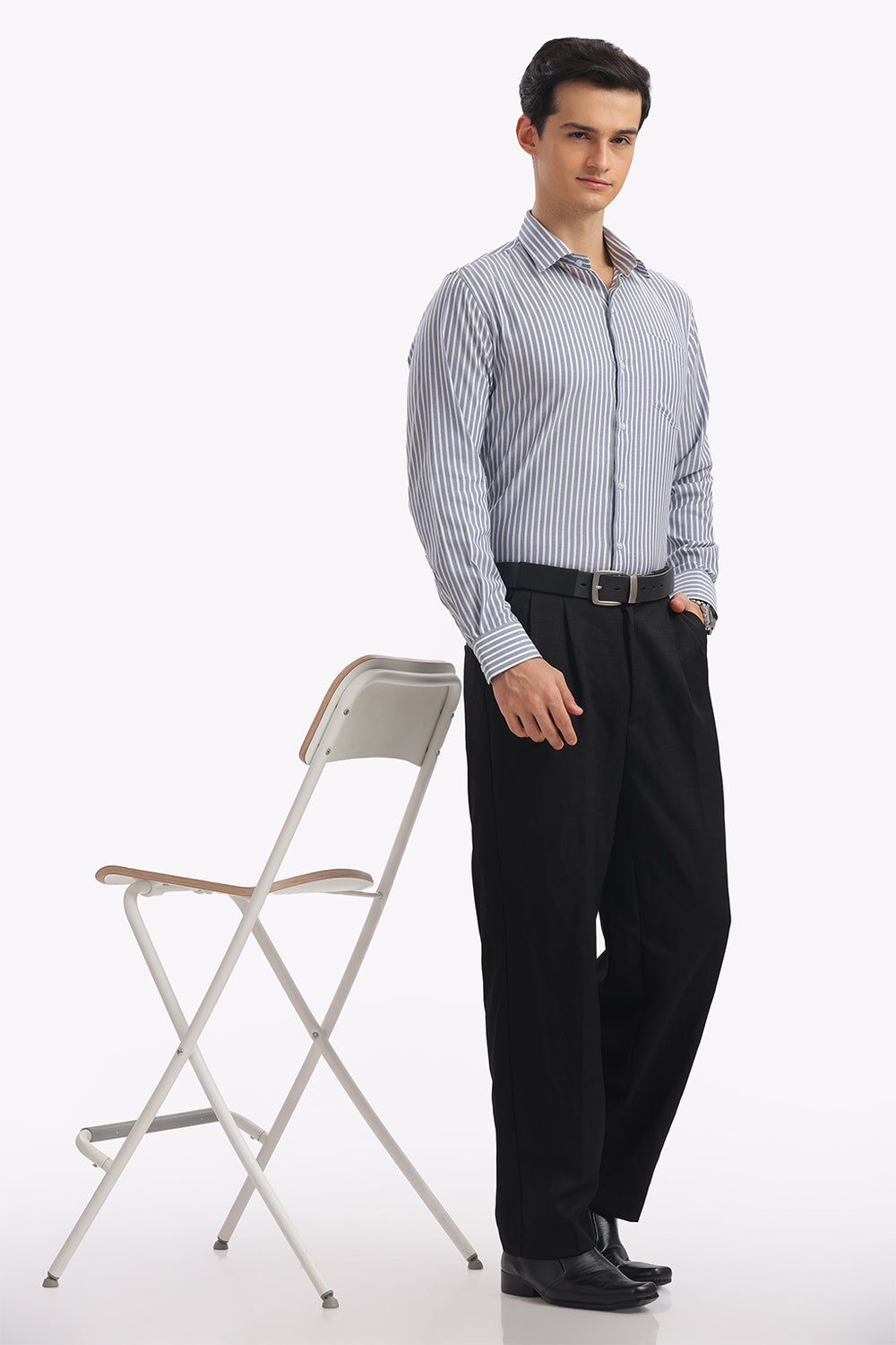 Blue Striped Formal Cotton Shirt