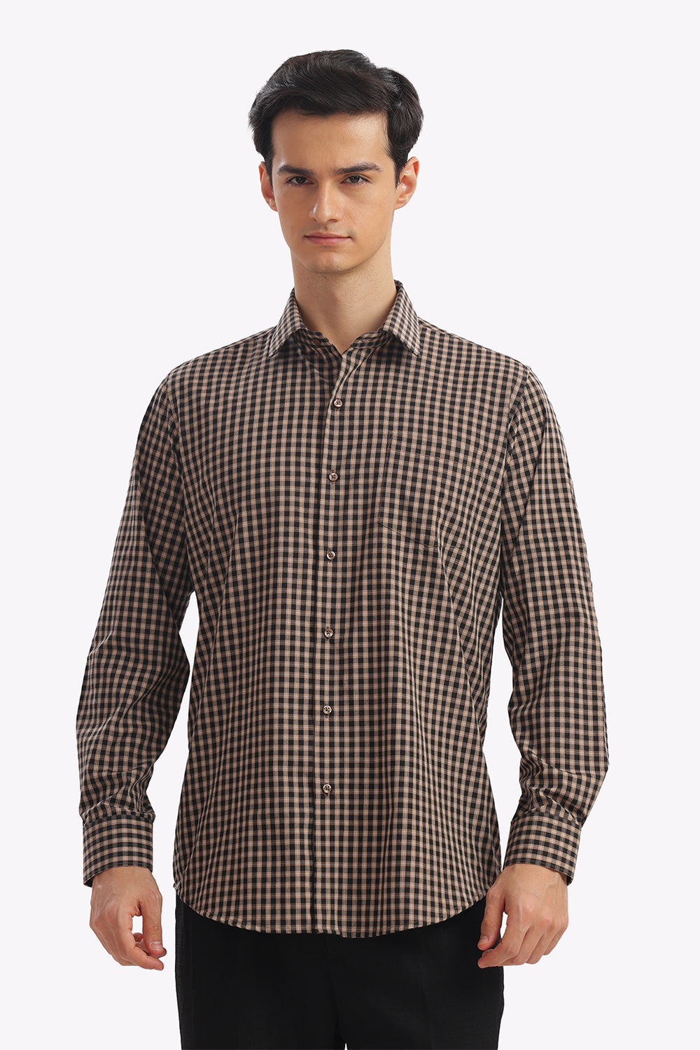 Quick Dry Bricks Brown Checks Formal Shirt