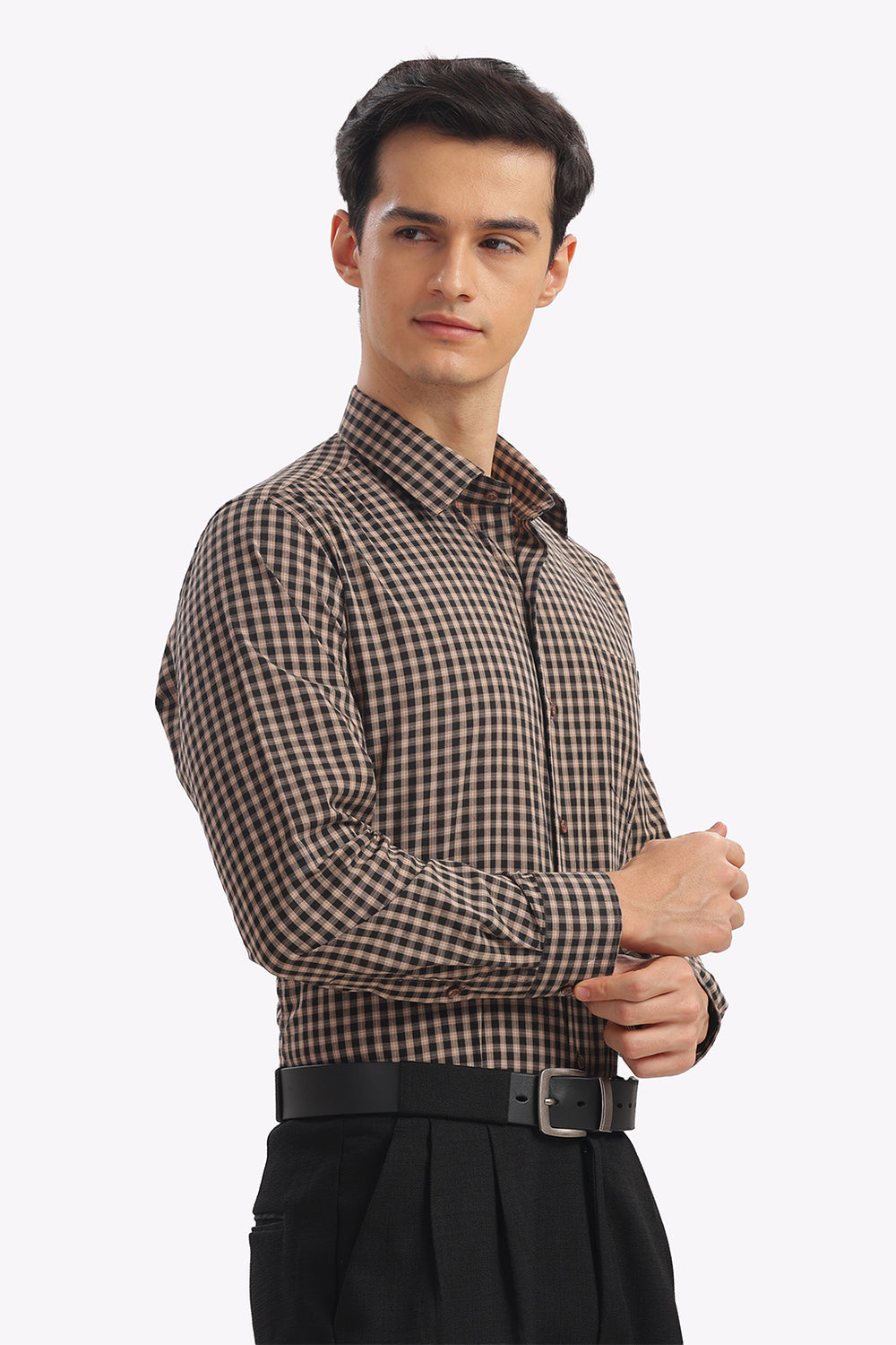 Quick Dry Bricks Brown Checks Formal Shirt
