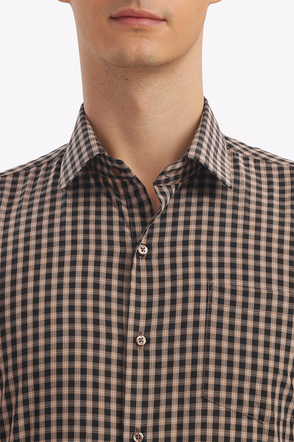 Quick Dry Bricks Brown Checks Formal Shirt