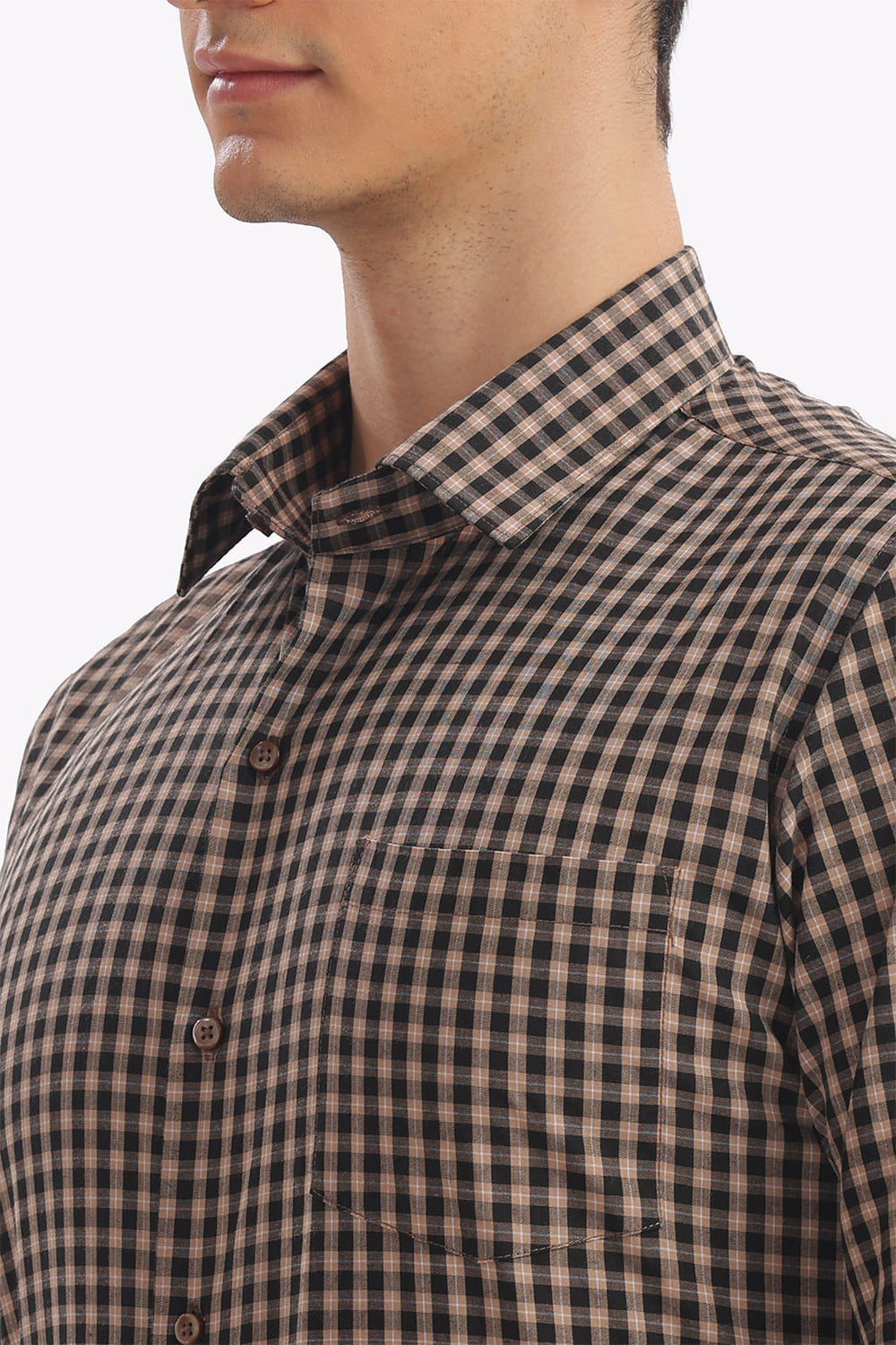 Quick Dry Bricks Brown Checks Formal Shirt
