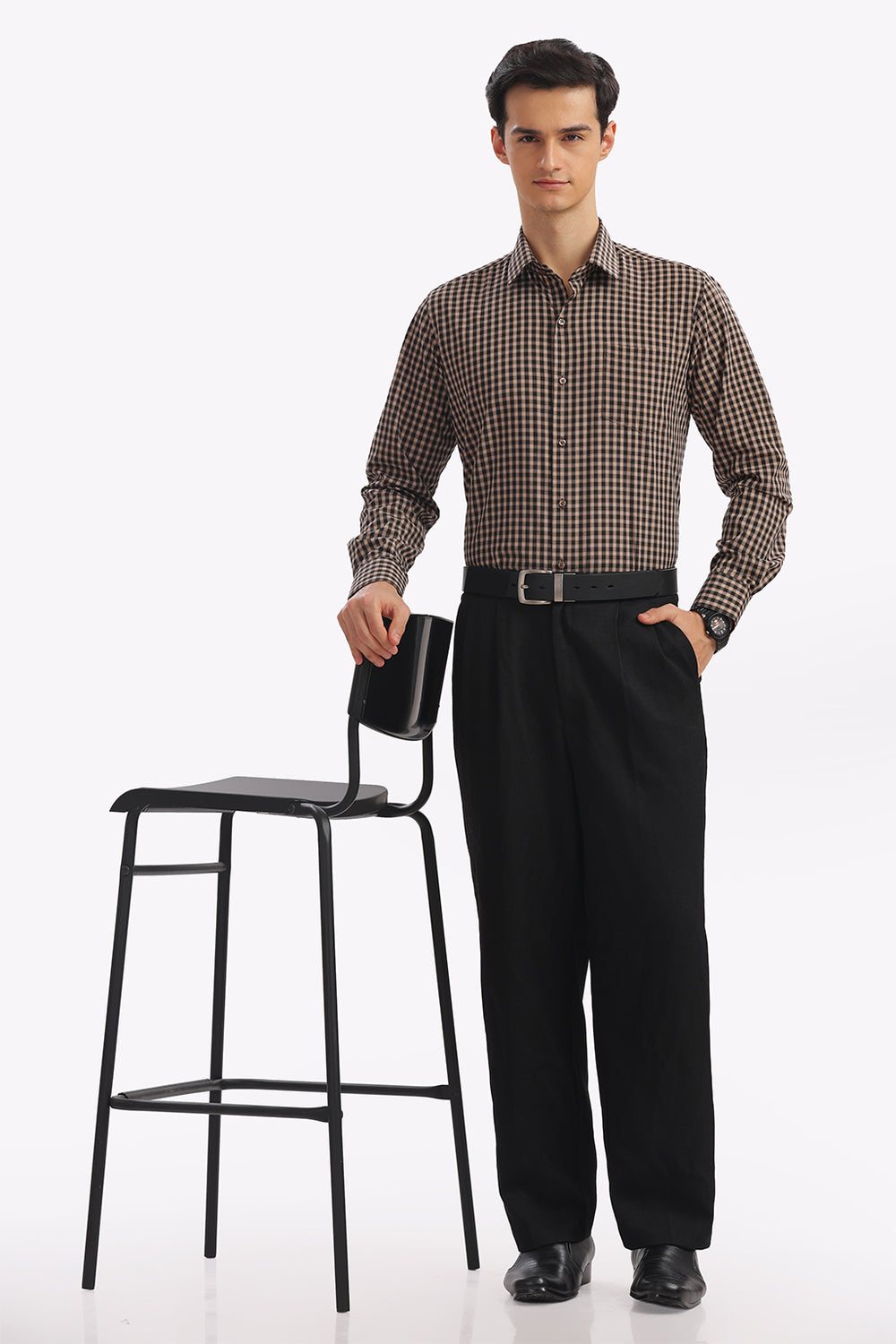 Quick Dry Bricks Brown Checks Formal Shirt