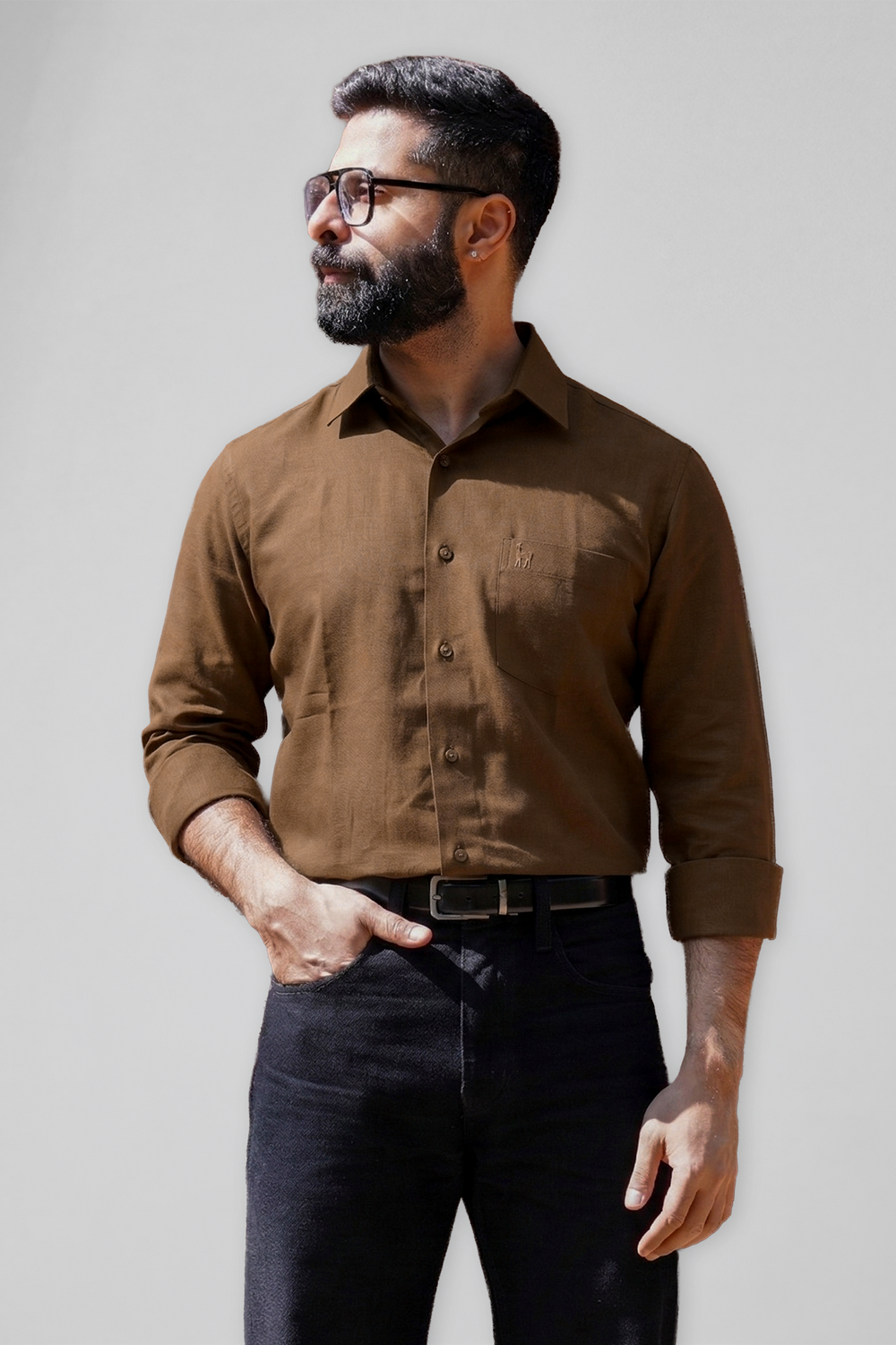 Olive Brown Shirt Linen 60 LEA