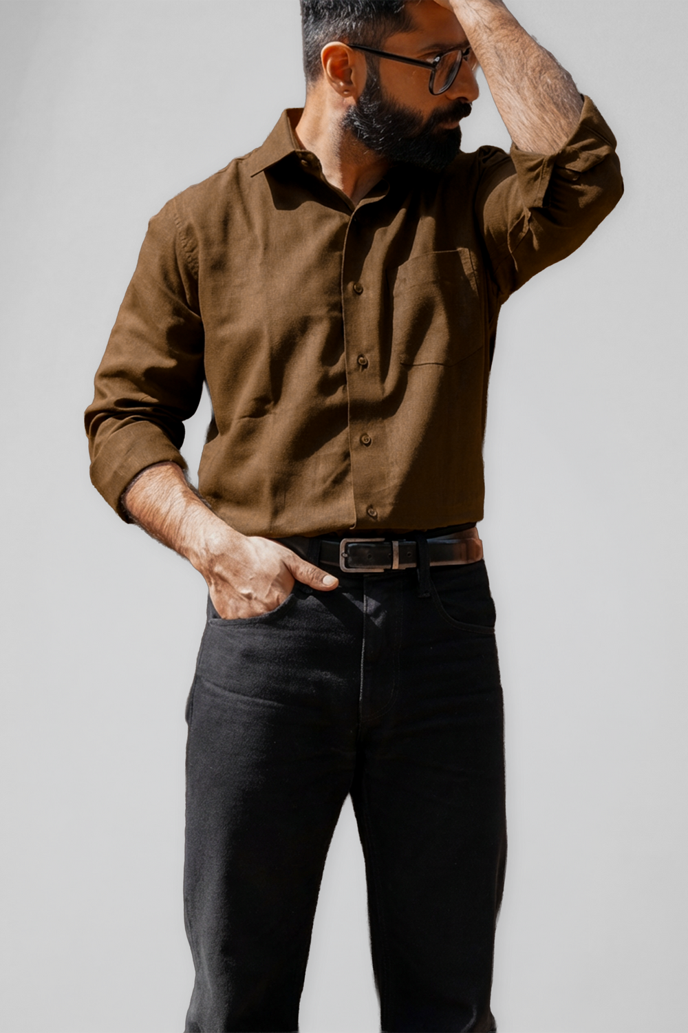 Olive Brown Shirt Linen 60 LEA – Vito Moda Olive Brown Shirt Linen 60 LEA – Vito Moda