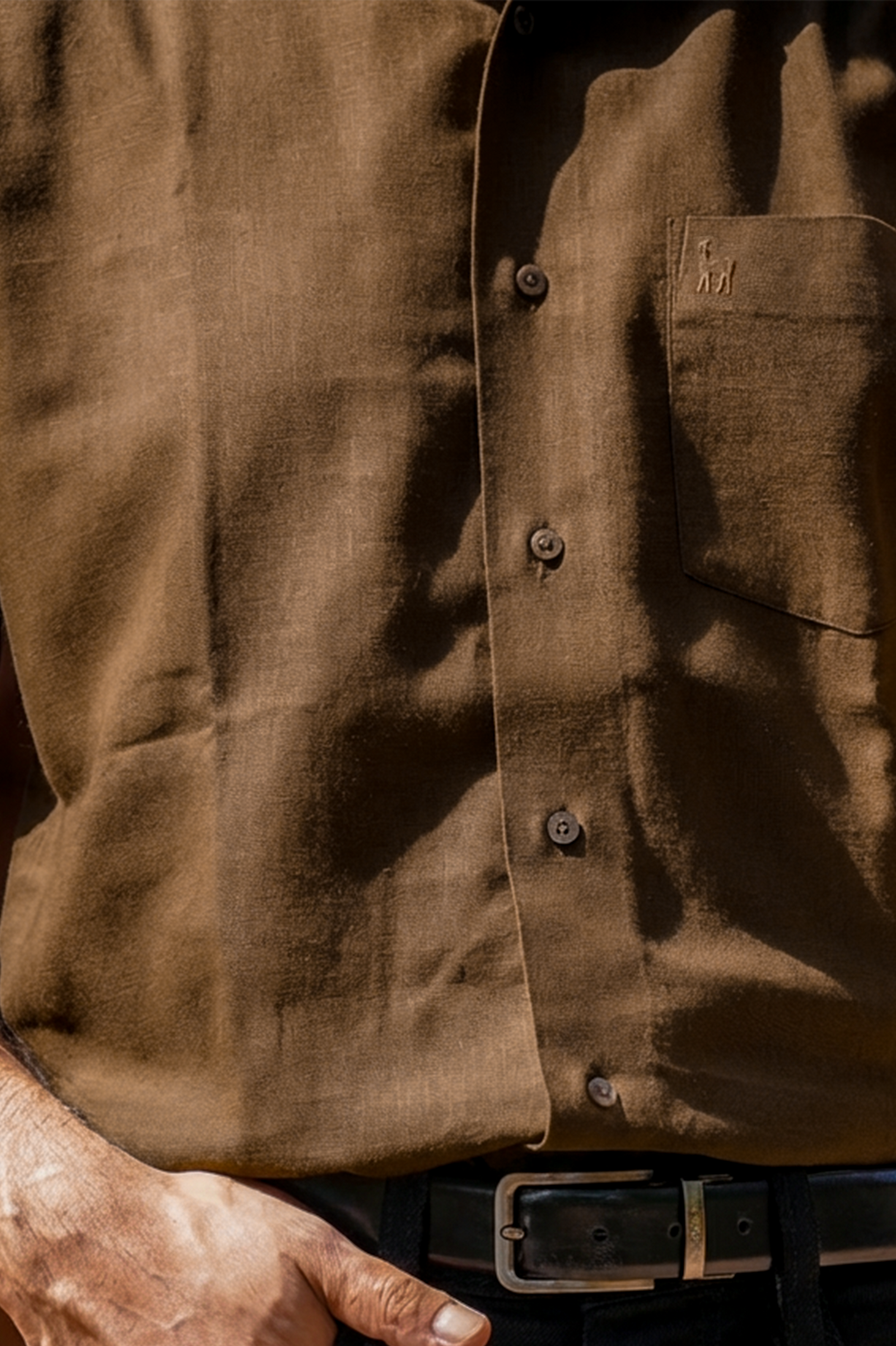 Olive Brown Shirt Linen 60 LEA