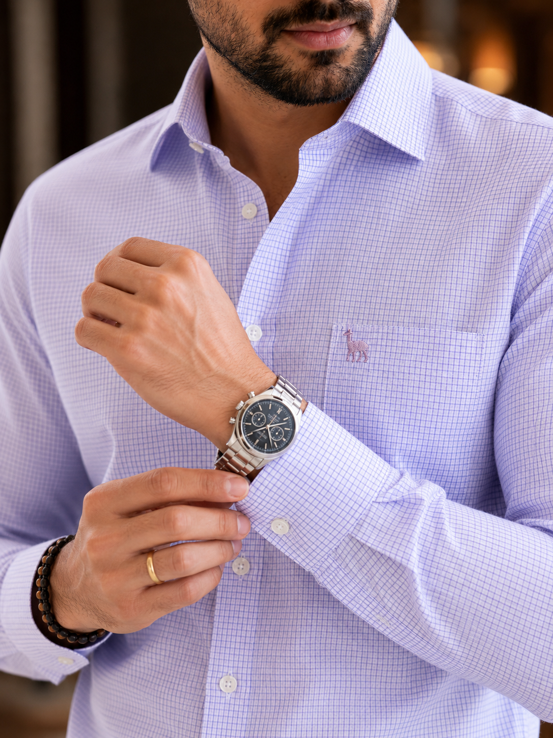 Giza Cotton Lilac Micro Checks