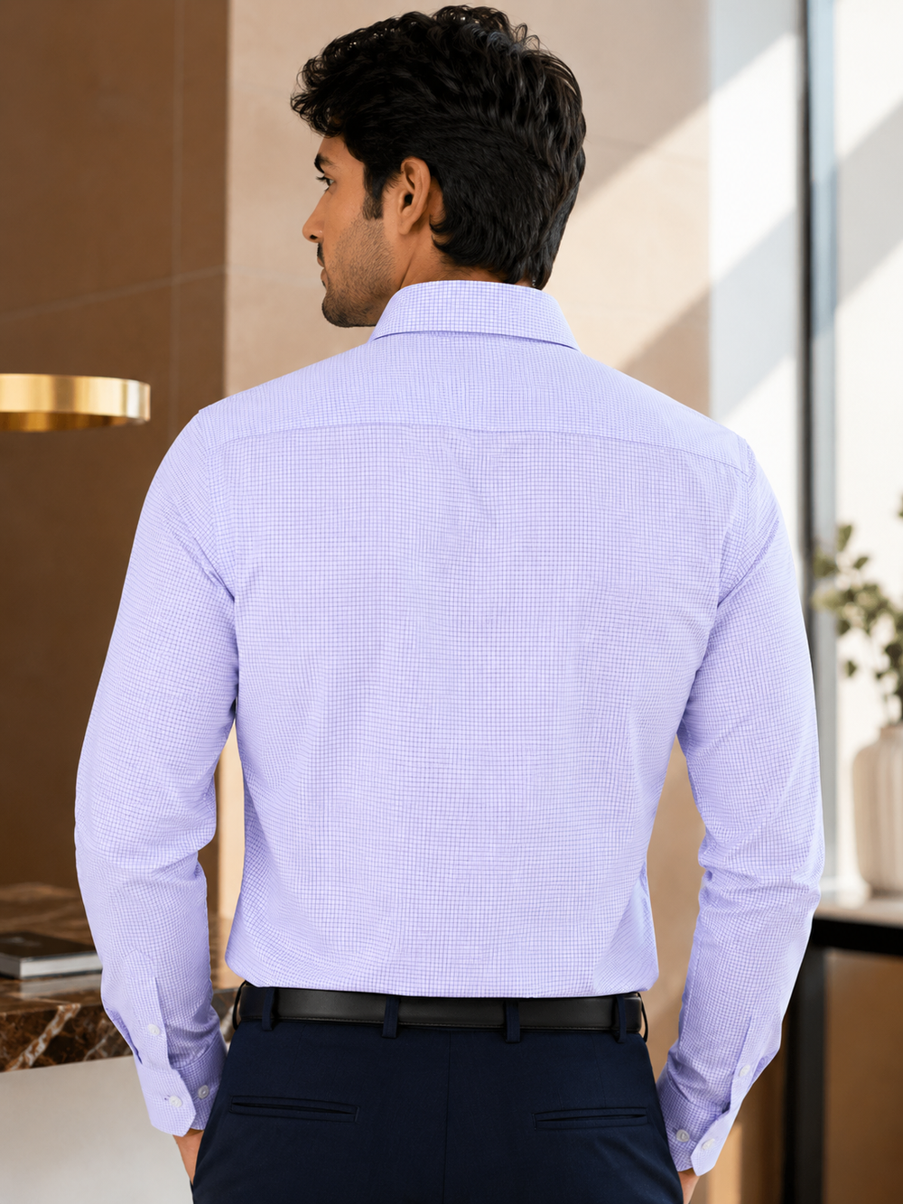 Giza Cotton Lilac Micro Checks