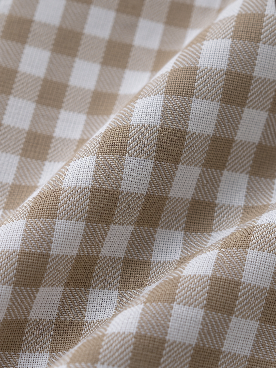 Beige & White Checkered Cotton Shirt