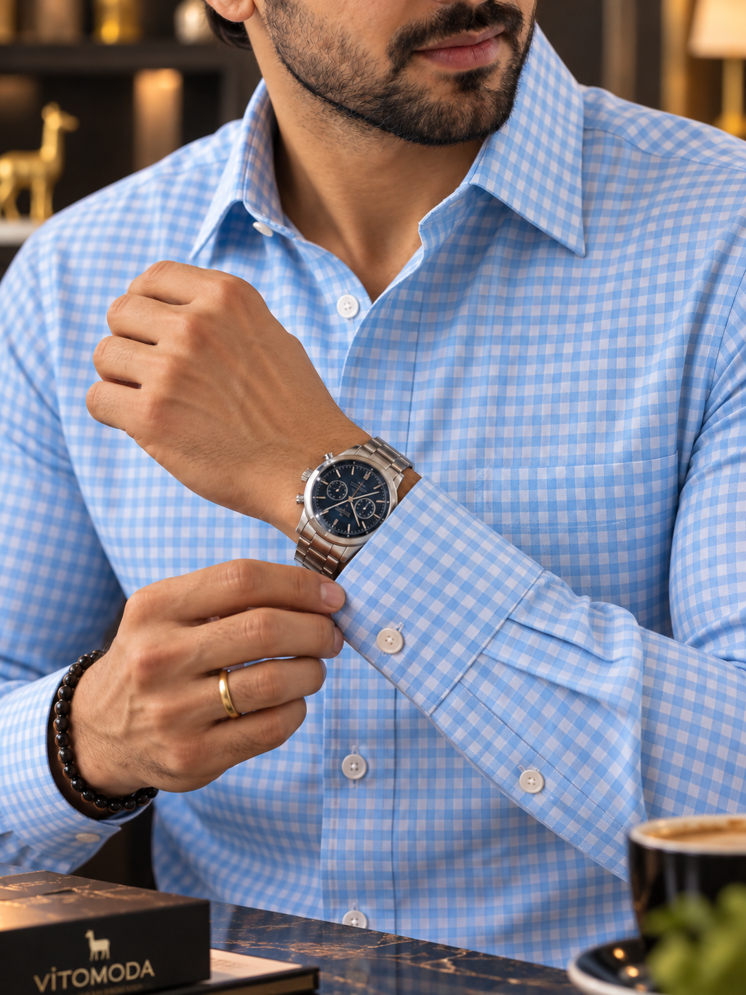 Sky Blue & white Checks Shirt