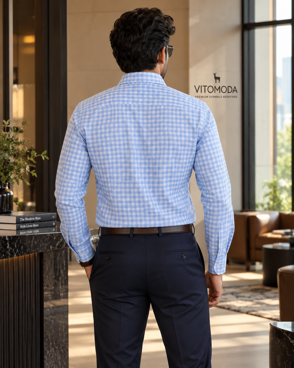 Sky Blue & white Checks Shirt