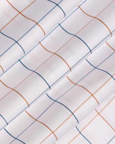 SLIM FIT PEACH CHECKS POLY VISCOSE