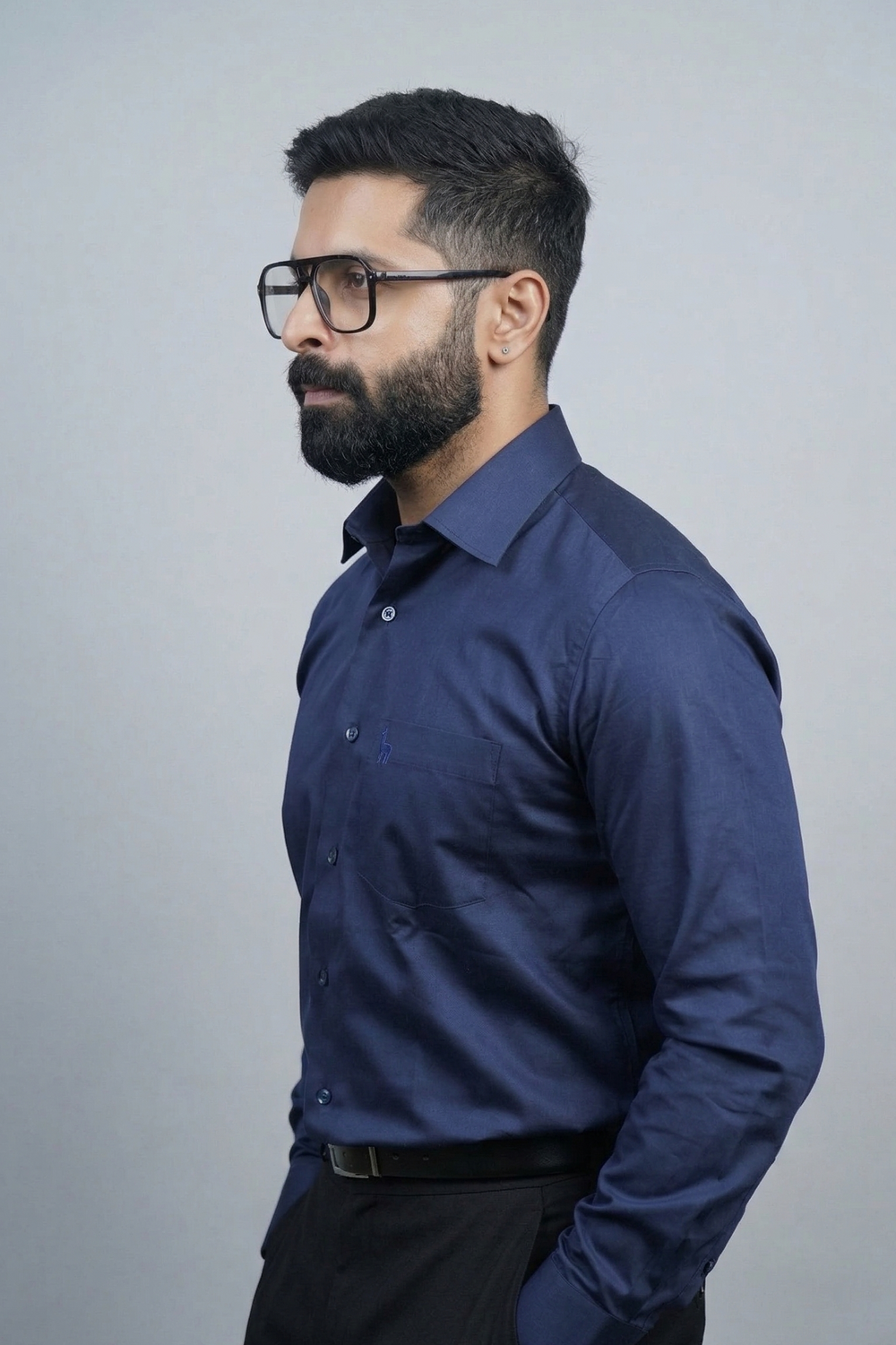Navy Blue Wrinkle Free Shirt