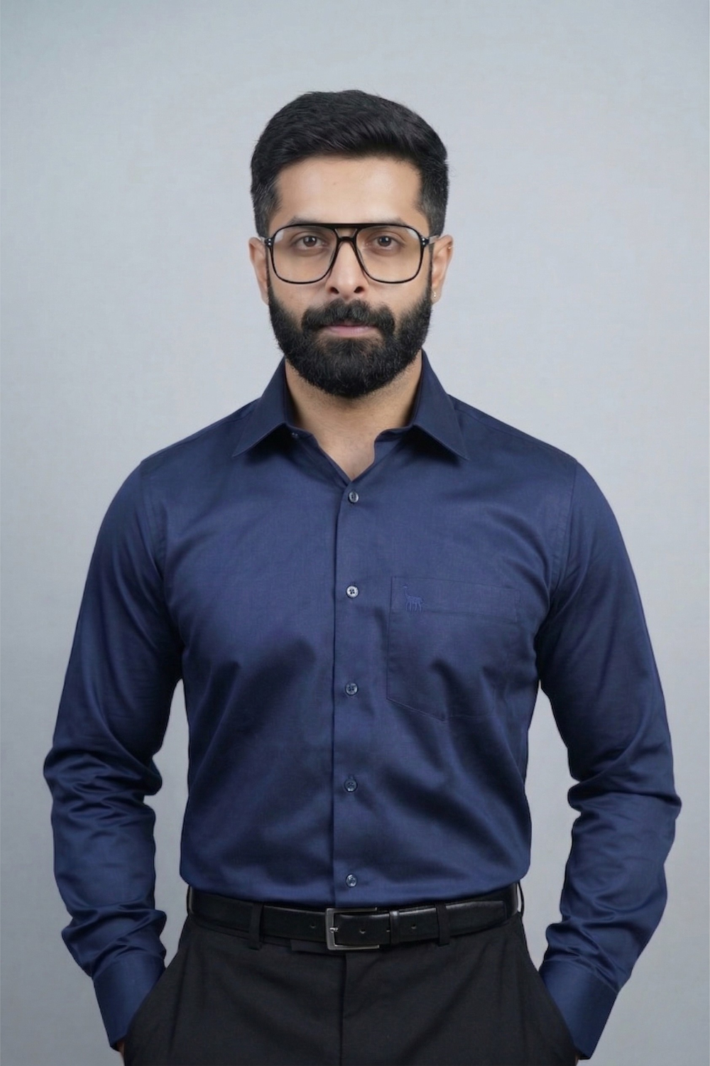 Navy Blue Wrinkle Free Shirt
