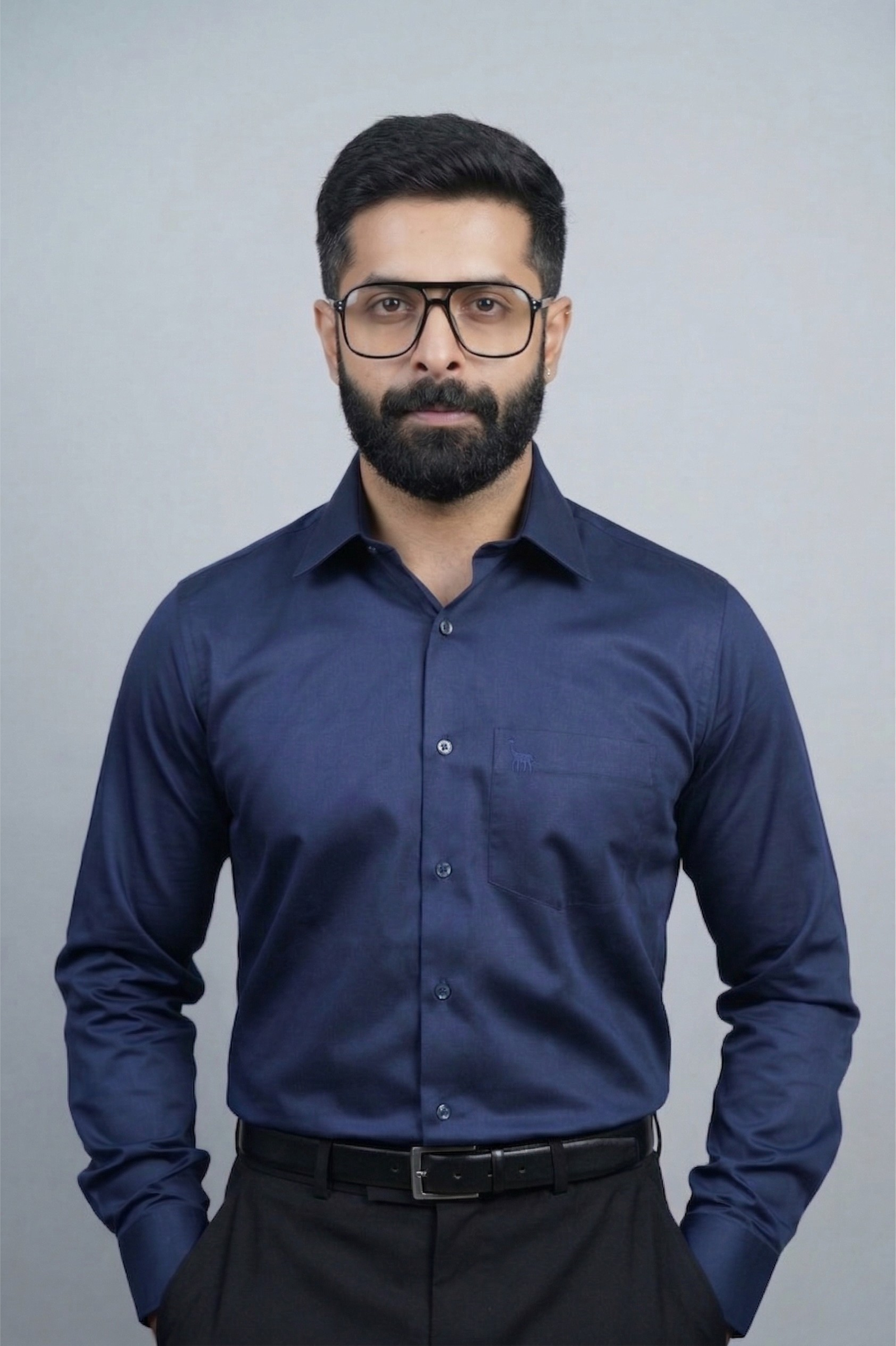 Navy Blue Wrinkle Free Shirt