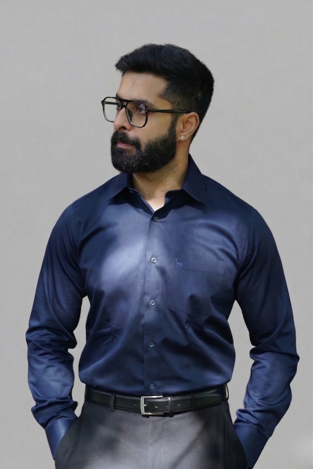 Navy Blue Wrinkle Free Shirt