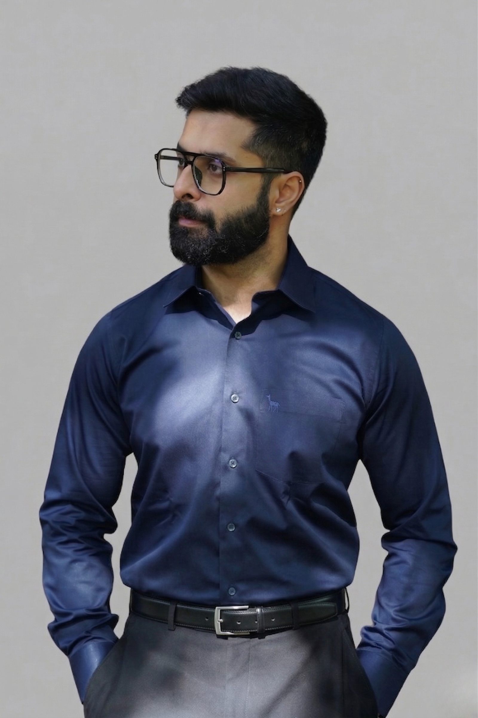 Navy Blue Wrinkle Free Shirt